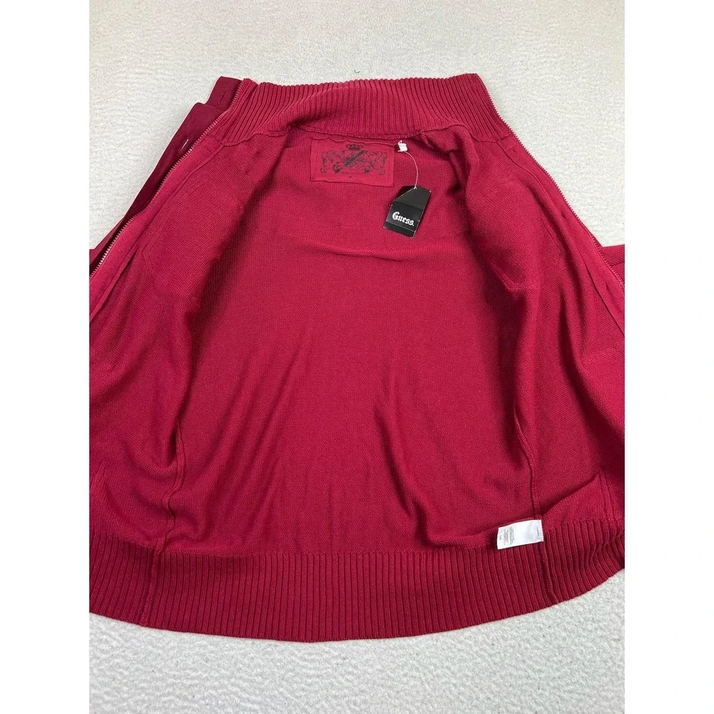 Guess Sweater Mens Large Cranberry‎ Red Button Mock Neck Utility X04R0000000